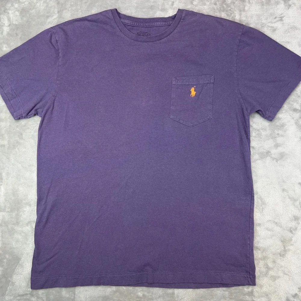 POLO‎ RALPH LAUREN T-Shirt Mens Small Purple Pocket Short Sleeve Preppy Pony Tee